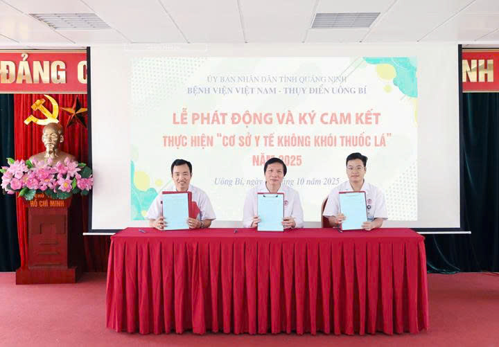 Bệnh viện Việt Nam – Thụy Điển Uông Bí tổ chức Lễ phát động và ký cam kết phòng ngừa tác hại thuốc lá