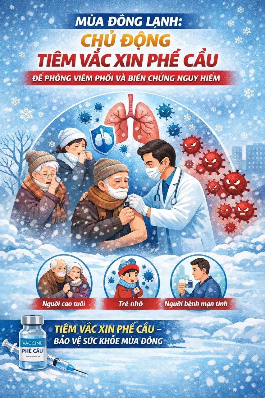 MÙA ĐÔNG LẠNH: CHỦ ĐỘNG TIÊM VẮC XIN PHẾ CẦU ĐỂ PHÒNG VIÊM PHỔI VÀ BIẾN CHỨNG NGUY HIỂM