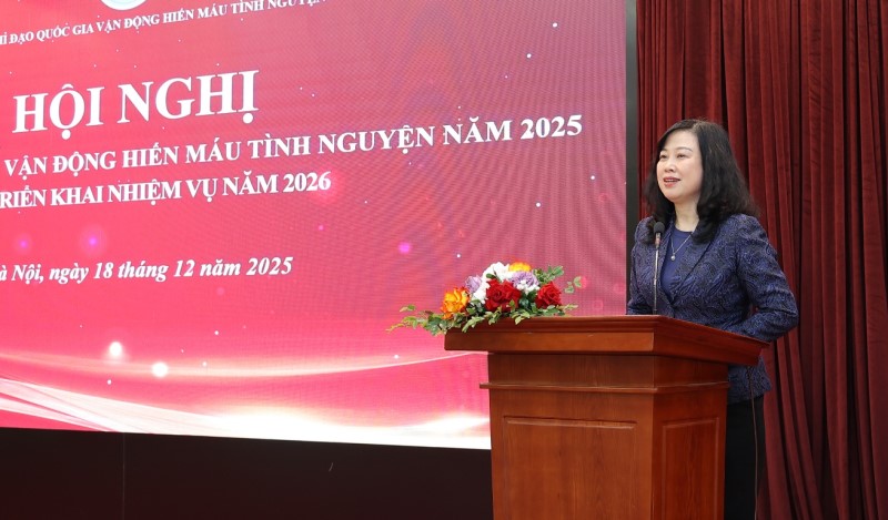 Bộ trưởng Bộ Y tế Đào Hồng Lan làm Trưởng Ban Chỉ đạo Quốc gia vận động hiến máu tình nguyện