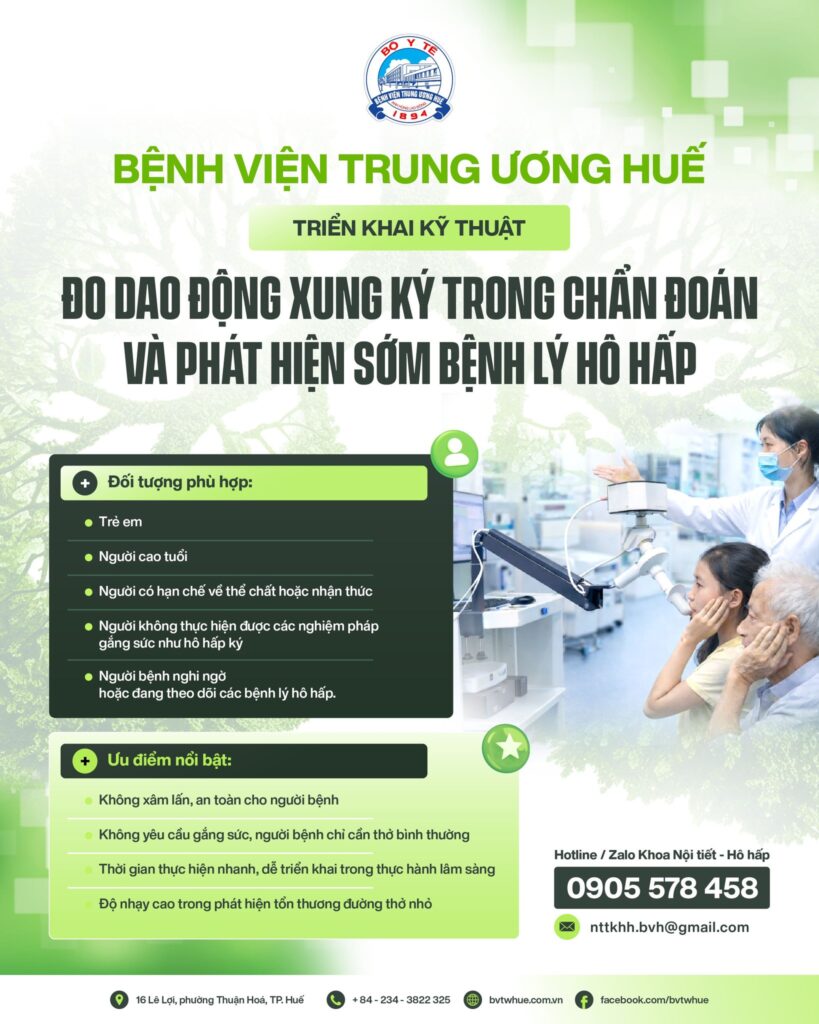 BVTW Huế triển khai kỹ thuật đo dao động xung ký trong chẩn đoán và phát hiện sớm bệnh lý hô hấp